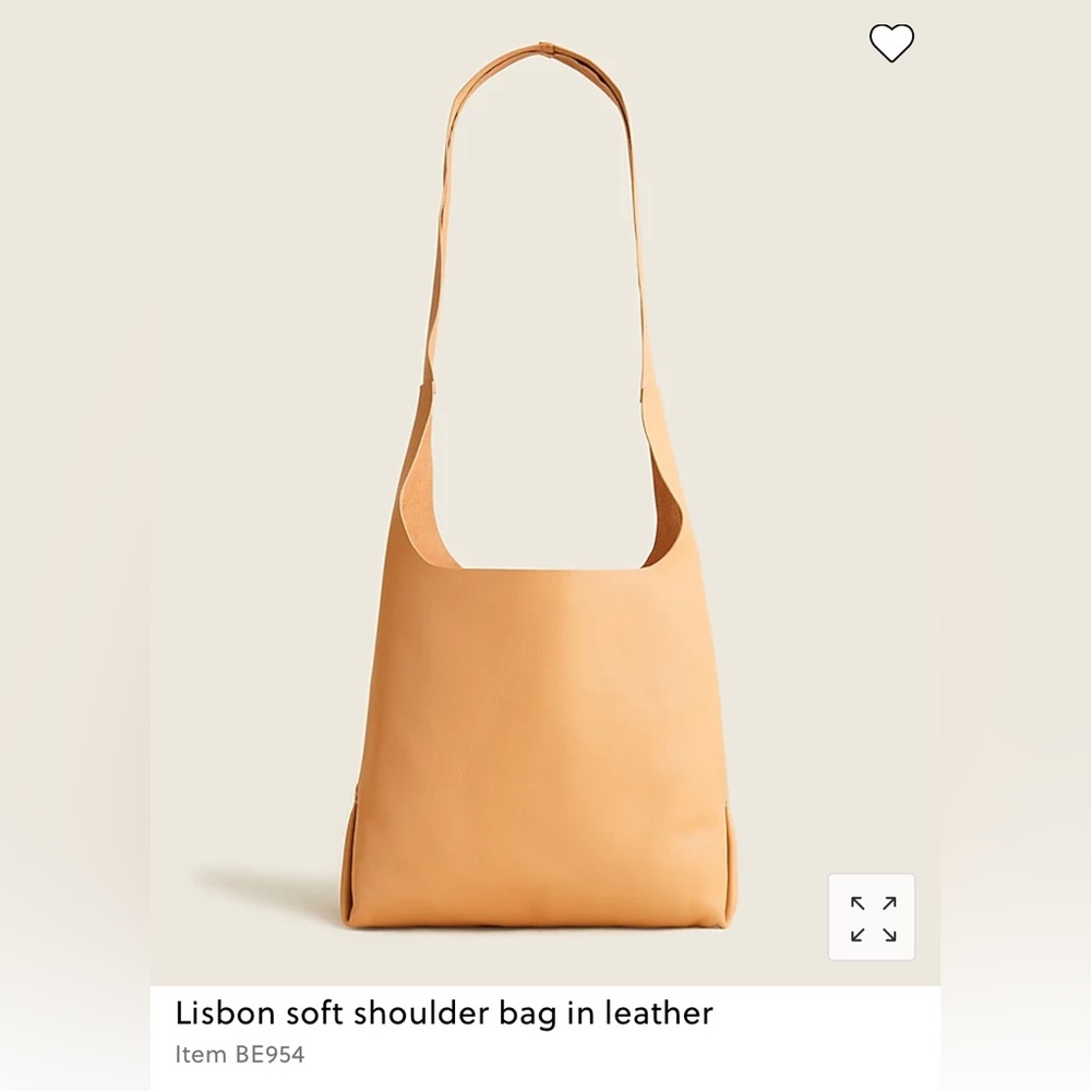 J Crew Lisbon Soft Shoulder Bag in Leather NWT